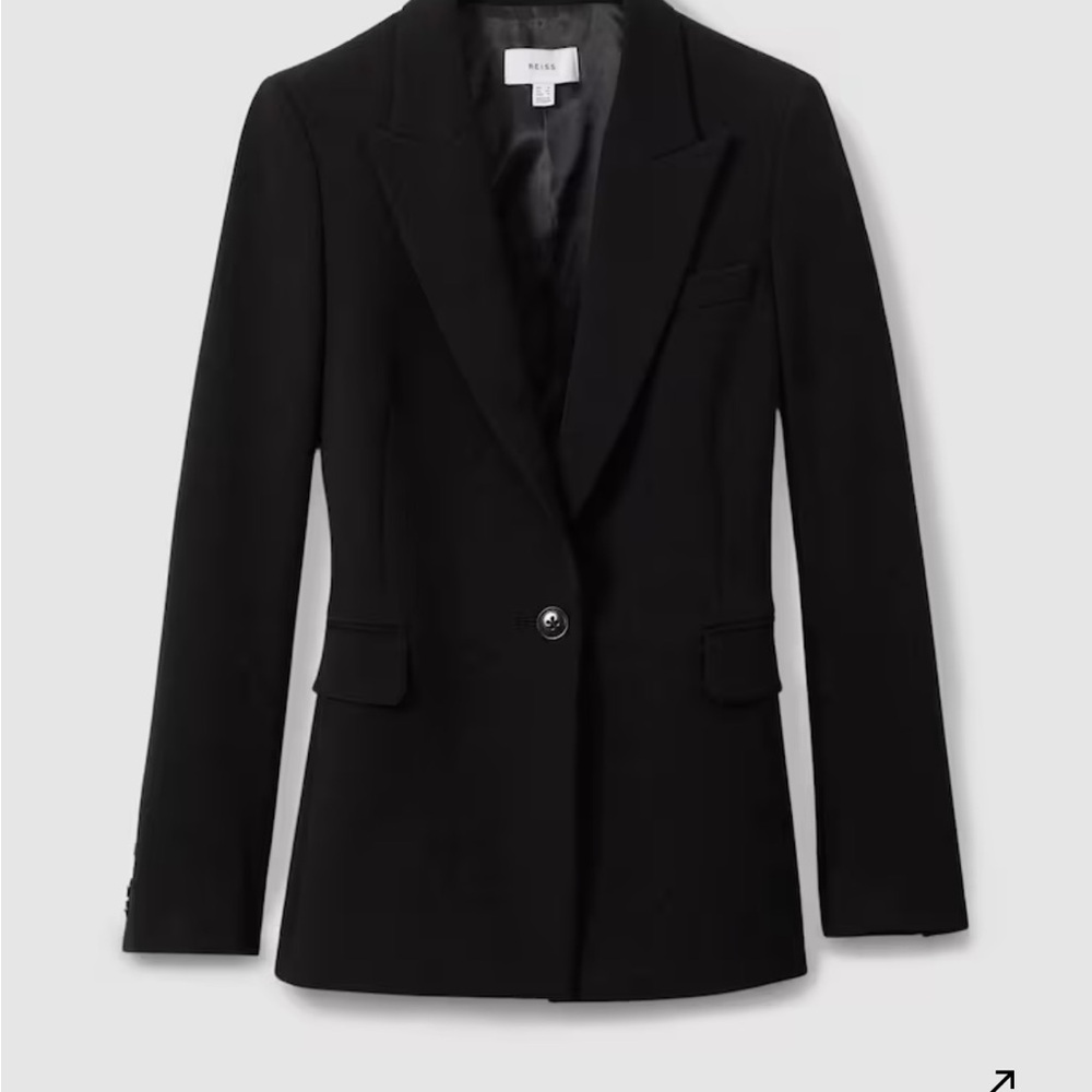 Reiss Hayes Single Breasted Black Suit Blazer Size 12
